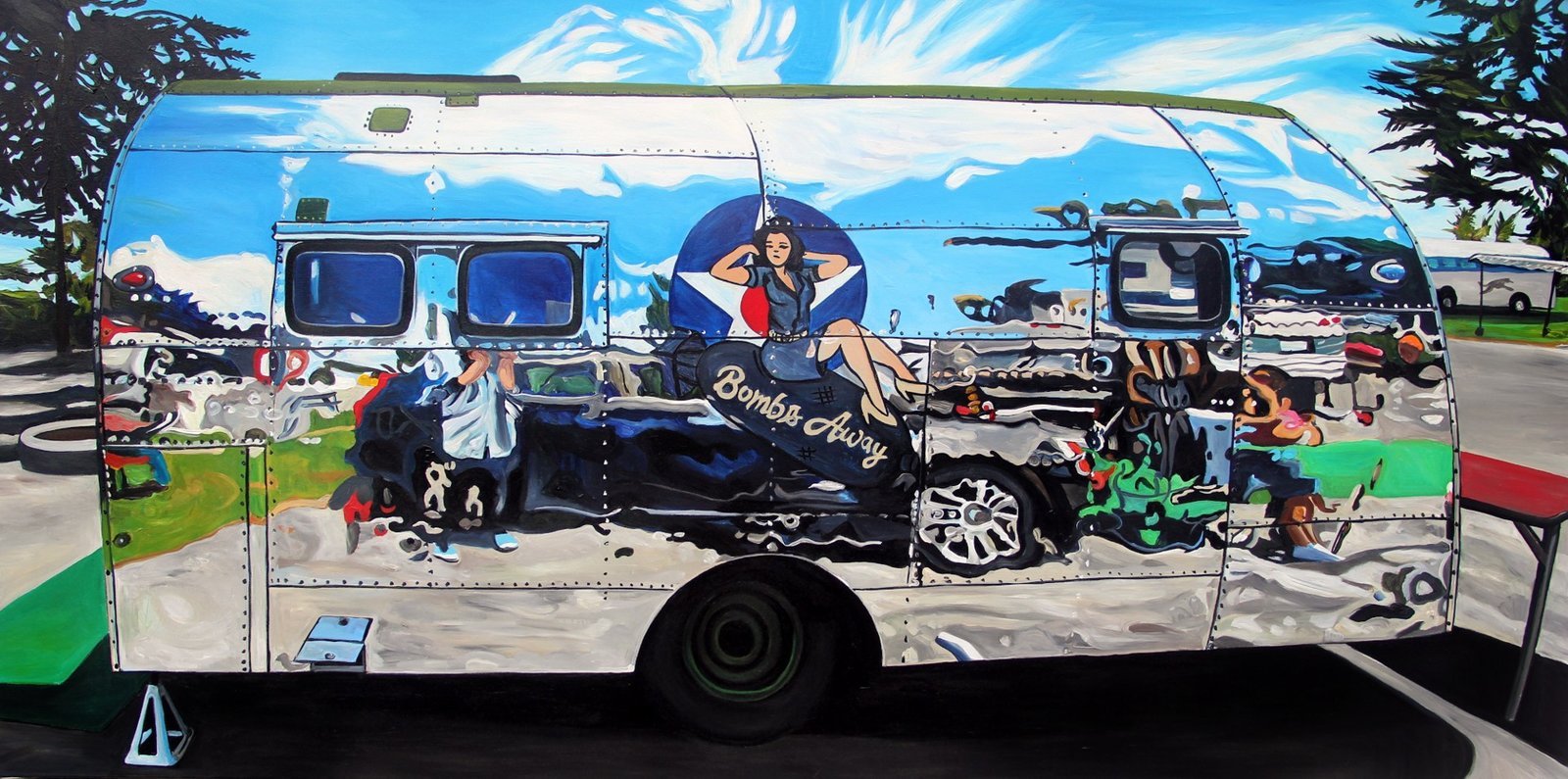 Homemade Trailer and Bomb Riding Pin Up by Taralee Guild